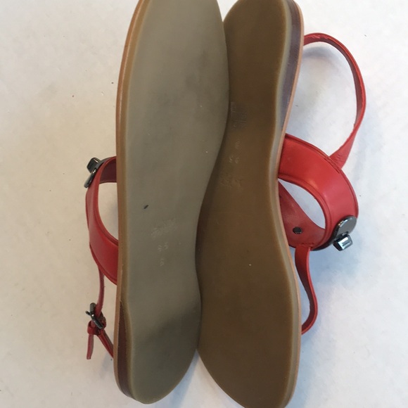 Coach Rust Leather Thong Sandals with Black Chrome Accents Size 8.5 - Picture 8 of 9